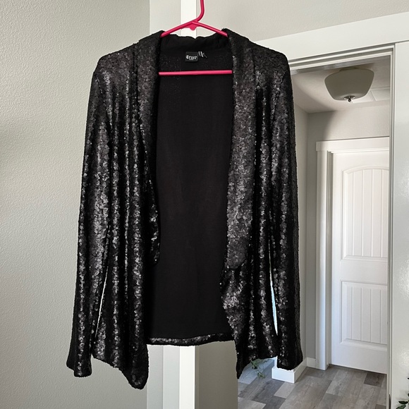 Cruel Denim Tuxedo Sequin Blazer Size Small - Picture 3 of 4